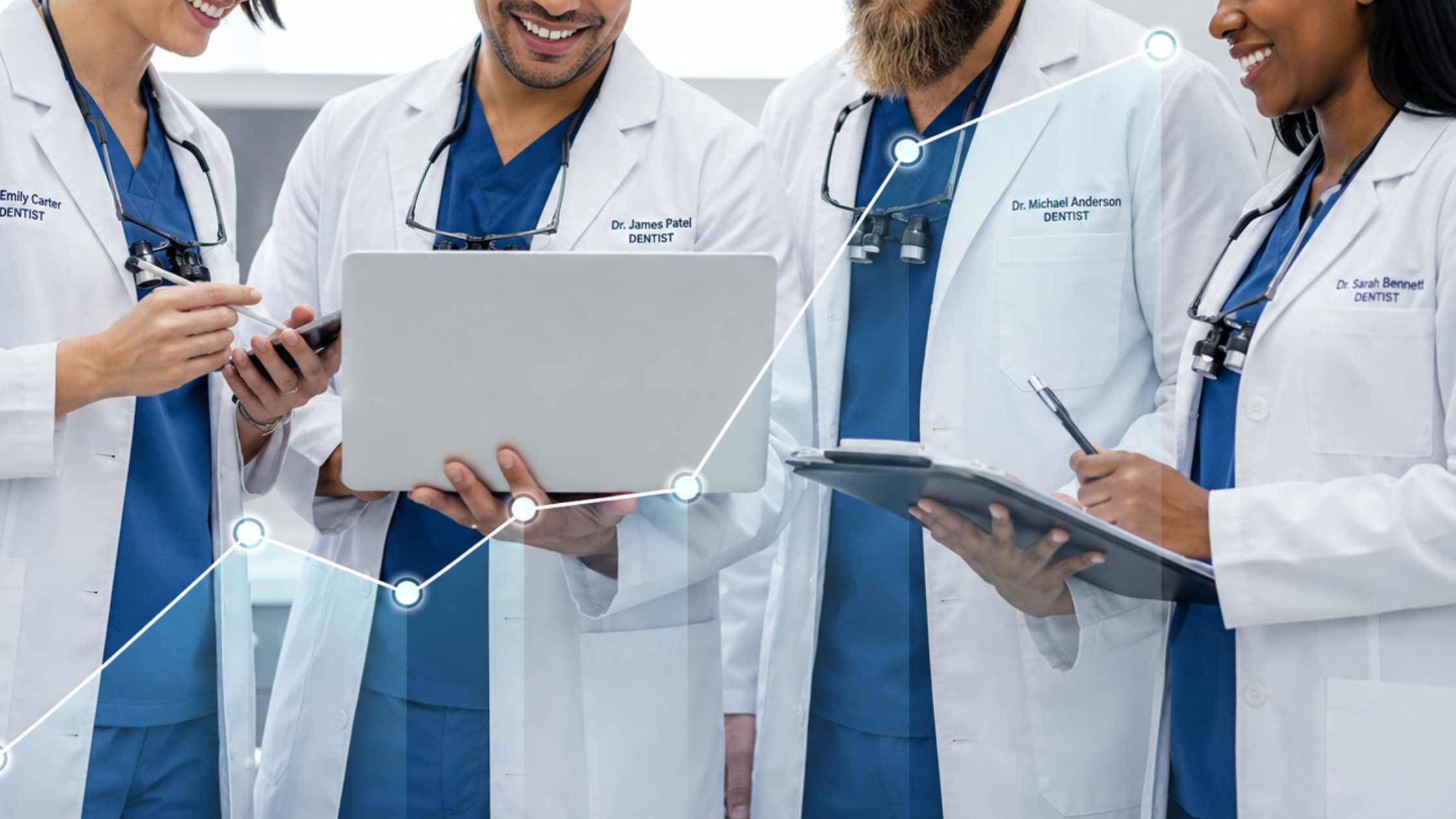 Dental team collaborating in a modern operatory